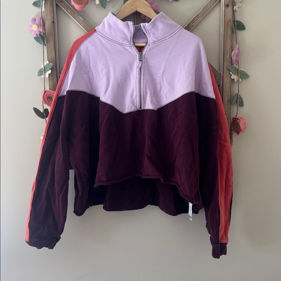 Free People Movement Split Second Half Zip Pullover in Fig Jam Combo Color - Picture 3 of 8